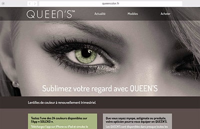 Site internet Queen's Color (lentilles de contact colorées)